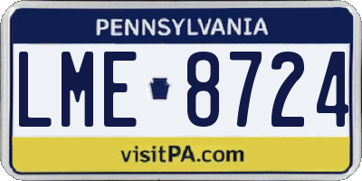 PA license plate LME8724