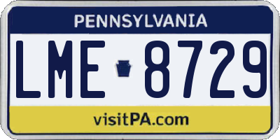PA license plate LME8729