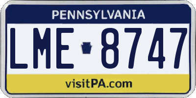 PA license plate LME8747
