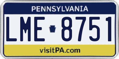 PA license plate LME8751