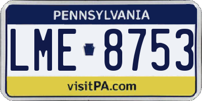 PA license plate LME8753