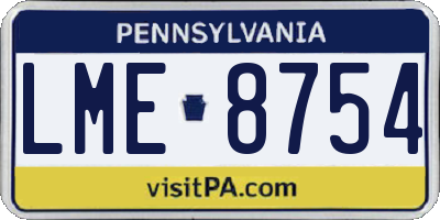 PA license plate LME8754