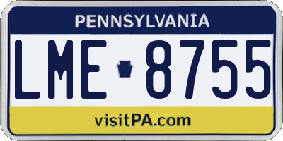 PA license plate LME8755