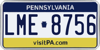 PA license plate LME8756