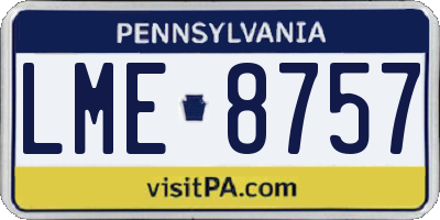 PA license plate LME8757