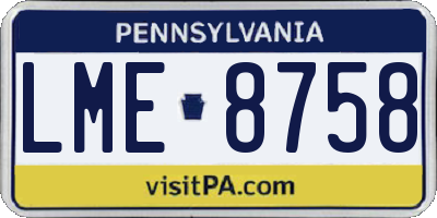 PA license plate LME8758