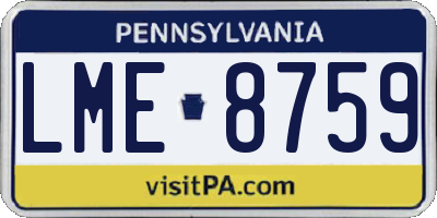 PA license plate LME8759
