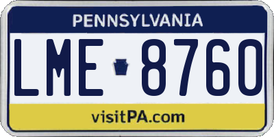 PA license plate LME8760
