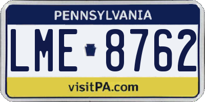 PA license plate LME8762