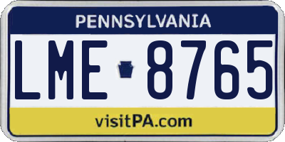 PA license plate LME8765