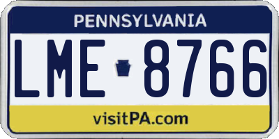 PA license plate LME8766