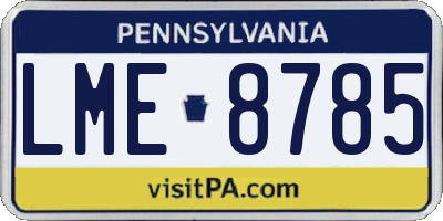 PA license plate LME8785