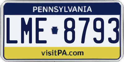 PA license plate LME8793