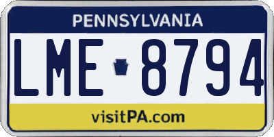 PA license plate LME8794