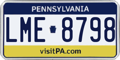PA license plate LME8798