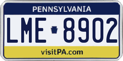 PA license plate LME8902