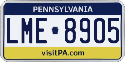 PA license plate LME8905