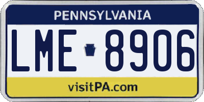 PA license plate LME8906