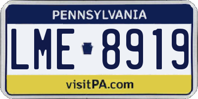 PA license plate LME8919