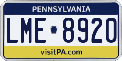 PA license plate LME8920