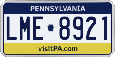PA license plate LME8921