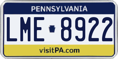 PA license plate LME8922