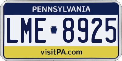 PA license plate LME8925
