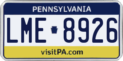 PA license plate LME8926