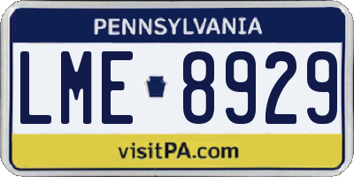 PA license plate LME8929