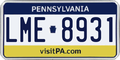 PA license plate LME8931
