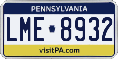 PA license plate LME8932