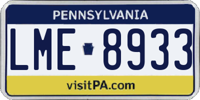 PA license plate LME8933