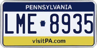PA license plate LME8935