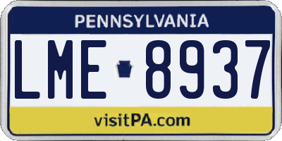 PA license plate LME8937