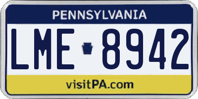 PA license plate LME8942