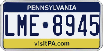 PA license plate LME8945