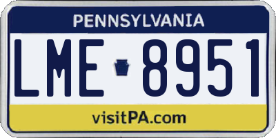 PA license plate LME8951