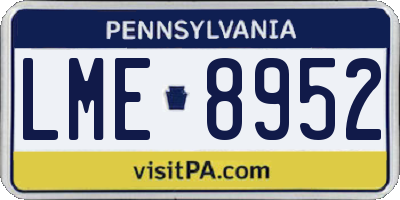 PA license plate LME8952