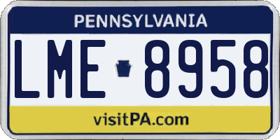PA license plate LME8958