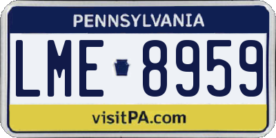 PA license plate LME8959