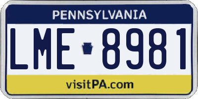 PA license plate LME8981