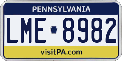 PA license plate LME8982
