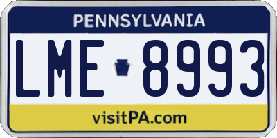 PA license plate LME8993