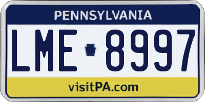 PA license plate LME8997