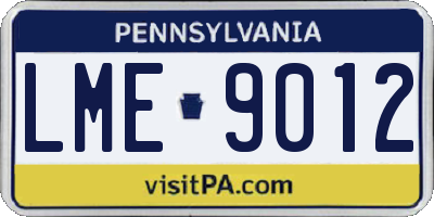 PA license plate LME9012