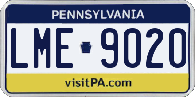 PA license plate LME9020