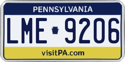 PA license plate LME9206