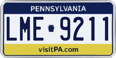 PA license plate LME9211