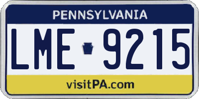 PA license plate LME9215