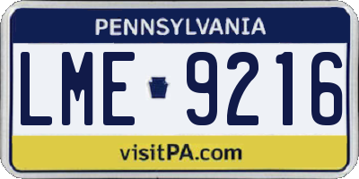 PA license plate LME9216